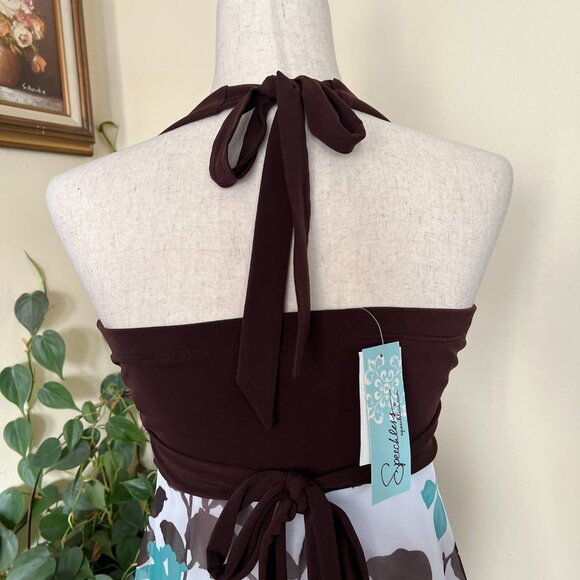 Speechless Brown & White Floral Halter Dress sz S NEW - Picture 8 of 9